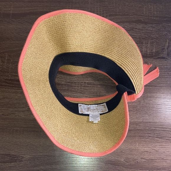 Womens Cappelli Straworld Wide Brim Visor Hat OS with Peach trimming - Picture 6 of 9